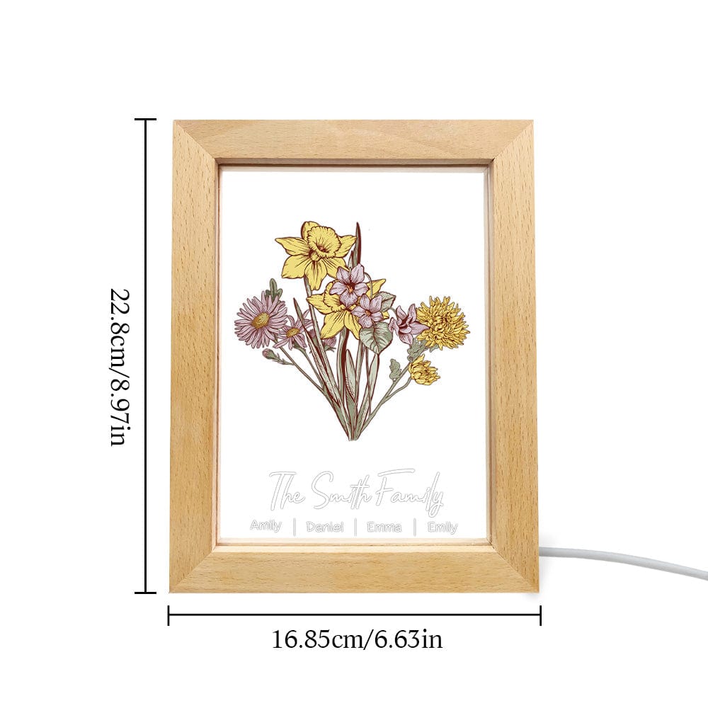 Birth Flower Name LED Night Light (Mom Gift)