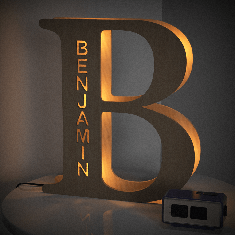 Wooden Name Letter Night Light (28cm)