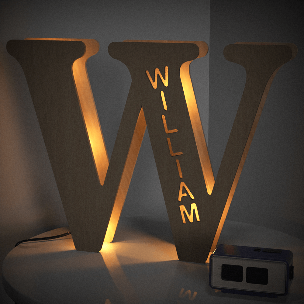 Wooden Name Letter Night Light (28cm)