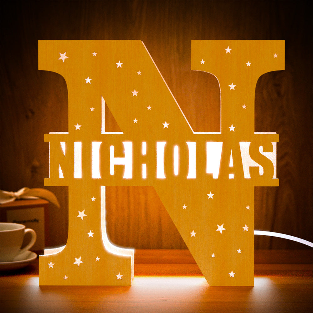 Initial Name Wooden Letter Night Light