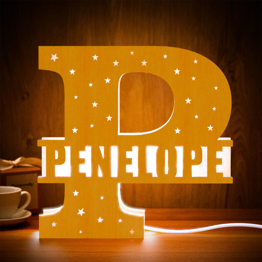 Initial Name Wooden Letter Night Light