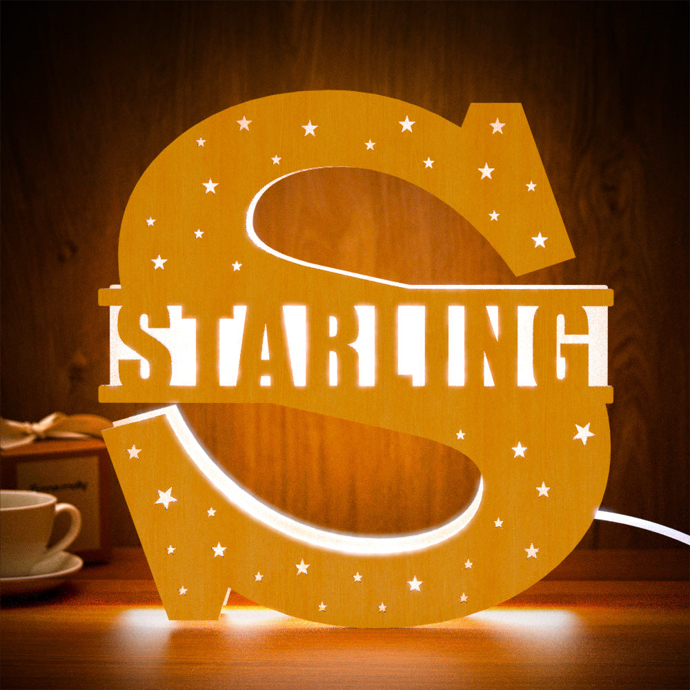 Initial Name Wooden Letter Night Light