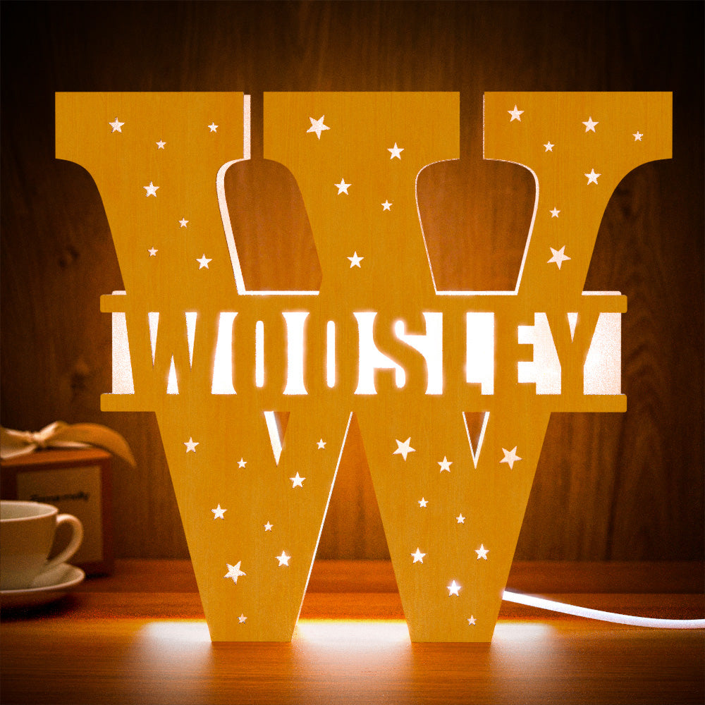 Initial Name Wooden Letter Night Light