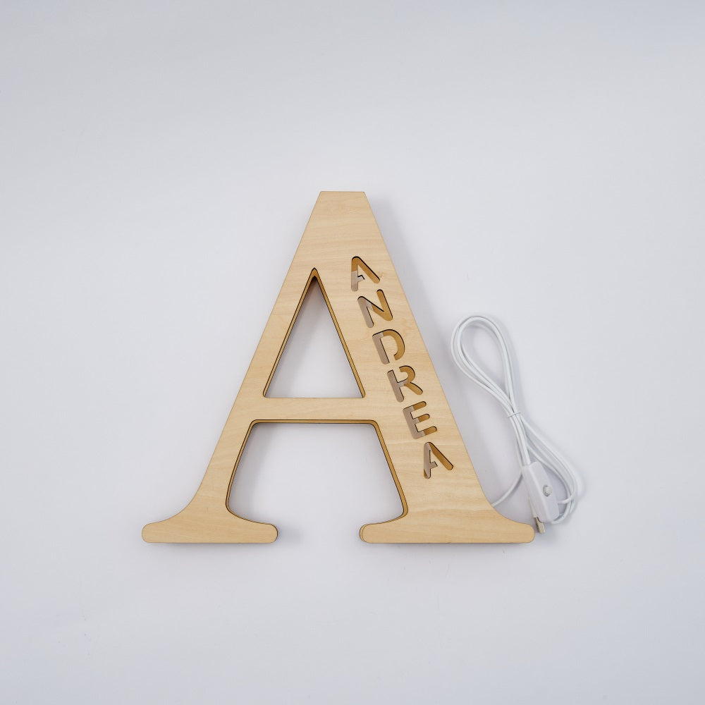 Wooden Name Letter Night Light (28cm)