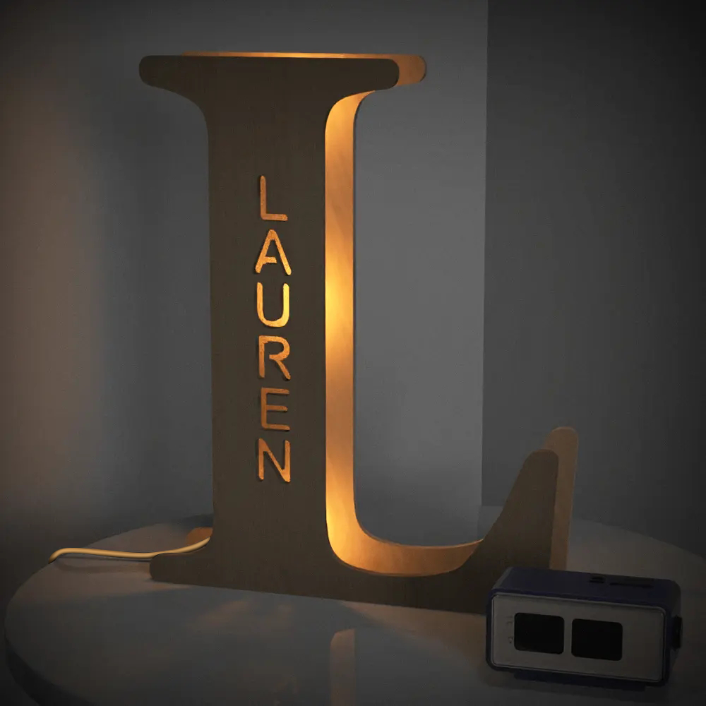 Wooden Alphabet Letter Night Lamp (19cm)