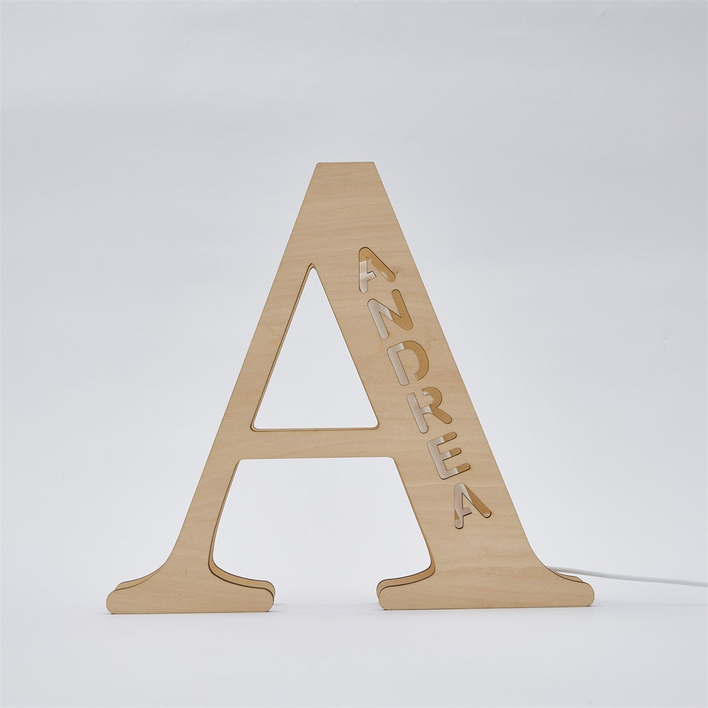 Wooden Name Letter Night Light (28cm)