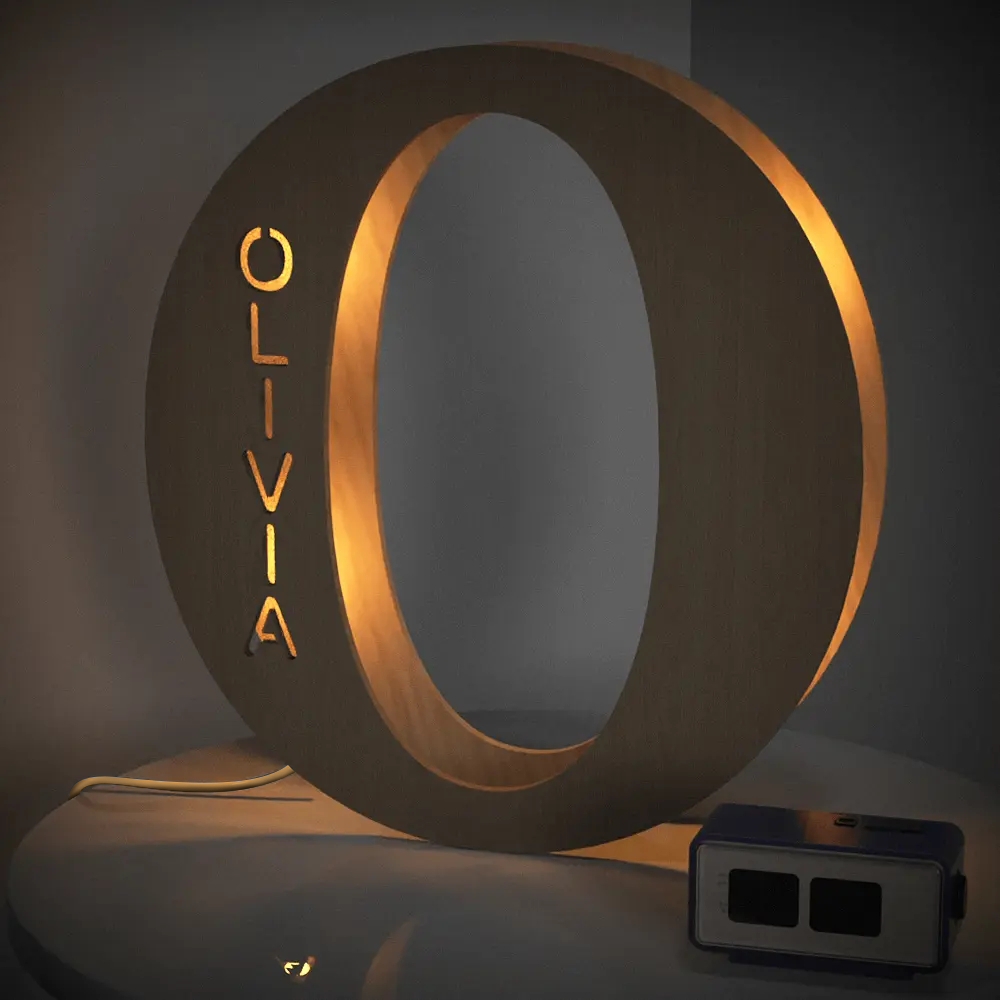 Wooden Alphabet Letter Night Lamp (19cm)