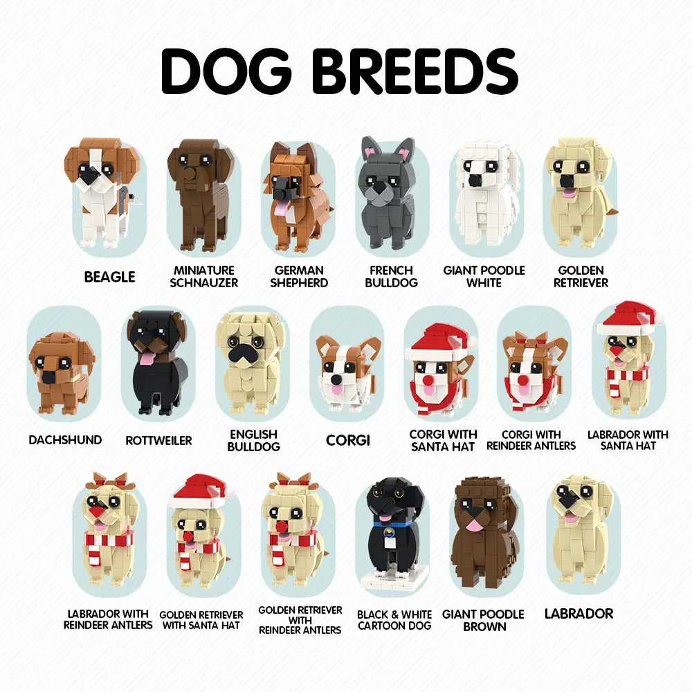 Custom Full-Body Lego Figures of 2 Dogs with Frame - Gift for Pet Lovers