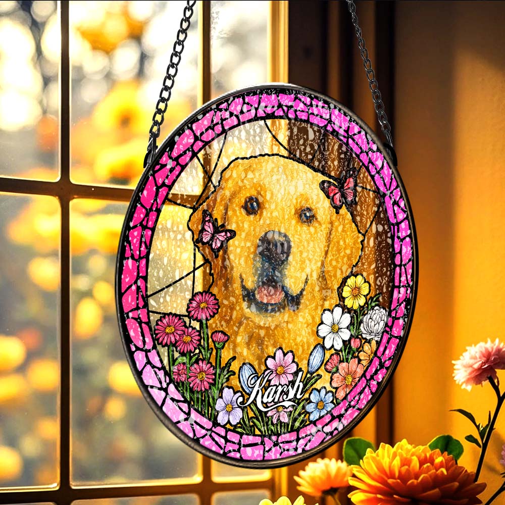 Custom Pet Portrait Stained Glass Suncatcher