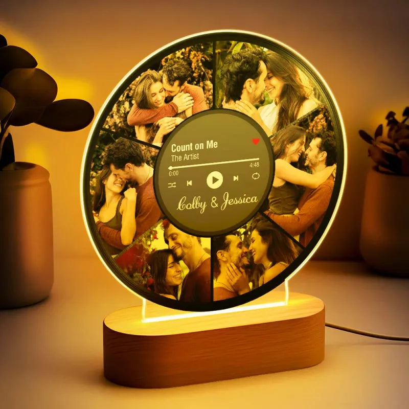 Personalized Photo "Record" Night Light - Photo Collage LED Lamp