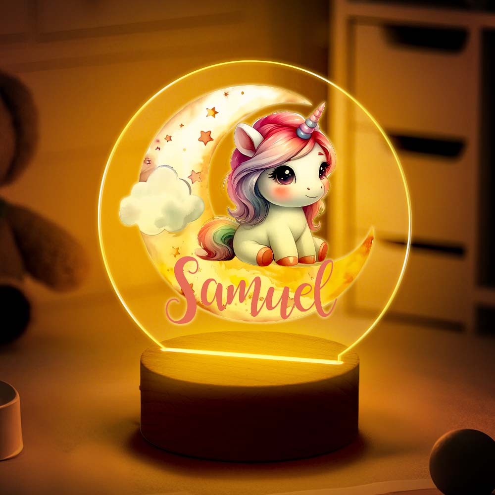 Unicorn Moon LED Night Light (Name Custom)