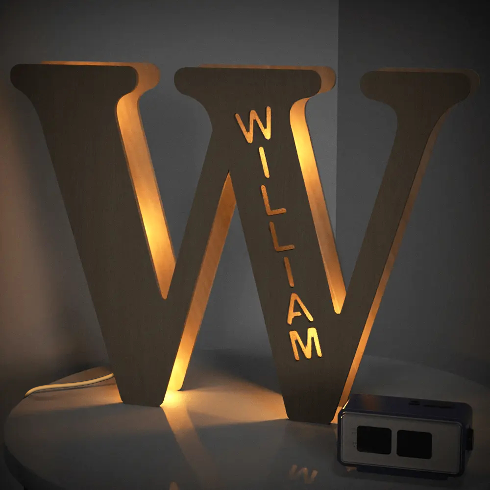 Wooden Alphabet Letter Night Lamp (19cm)