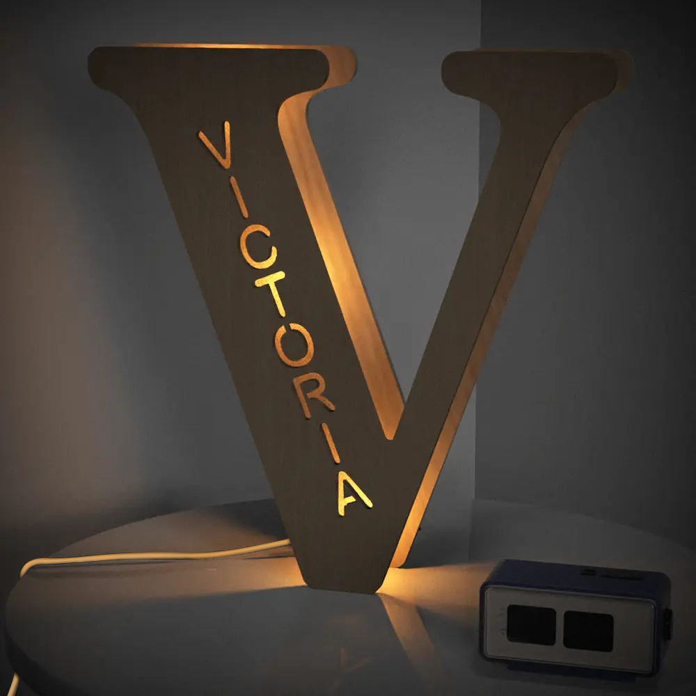 Wooden Alphabet Letter Night Lamp (19cm)