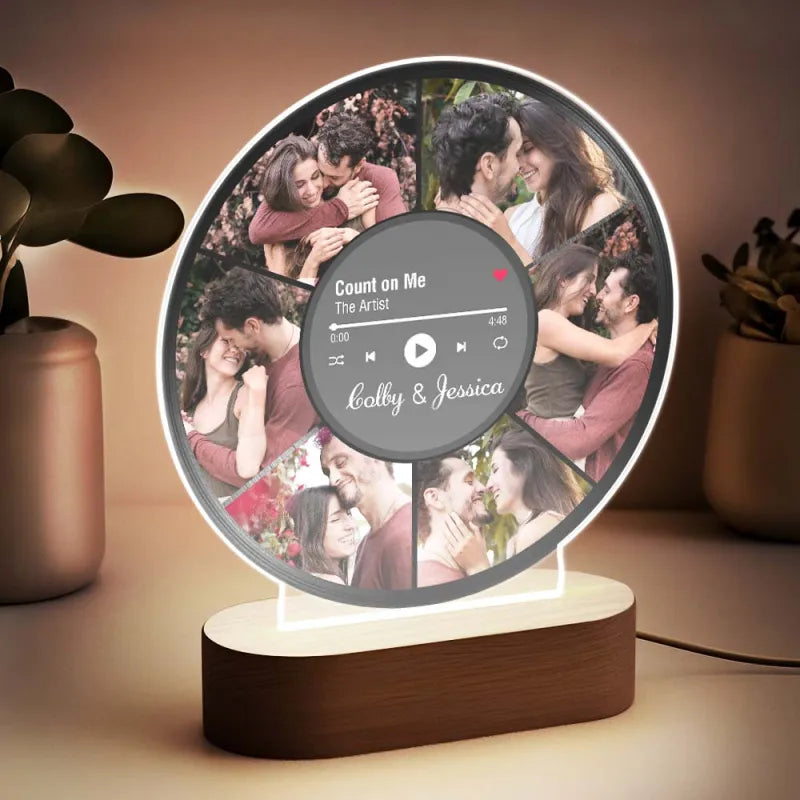 Personalized Photo "Record" Night Light - Photo Collage LED Lamp