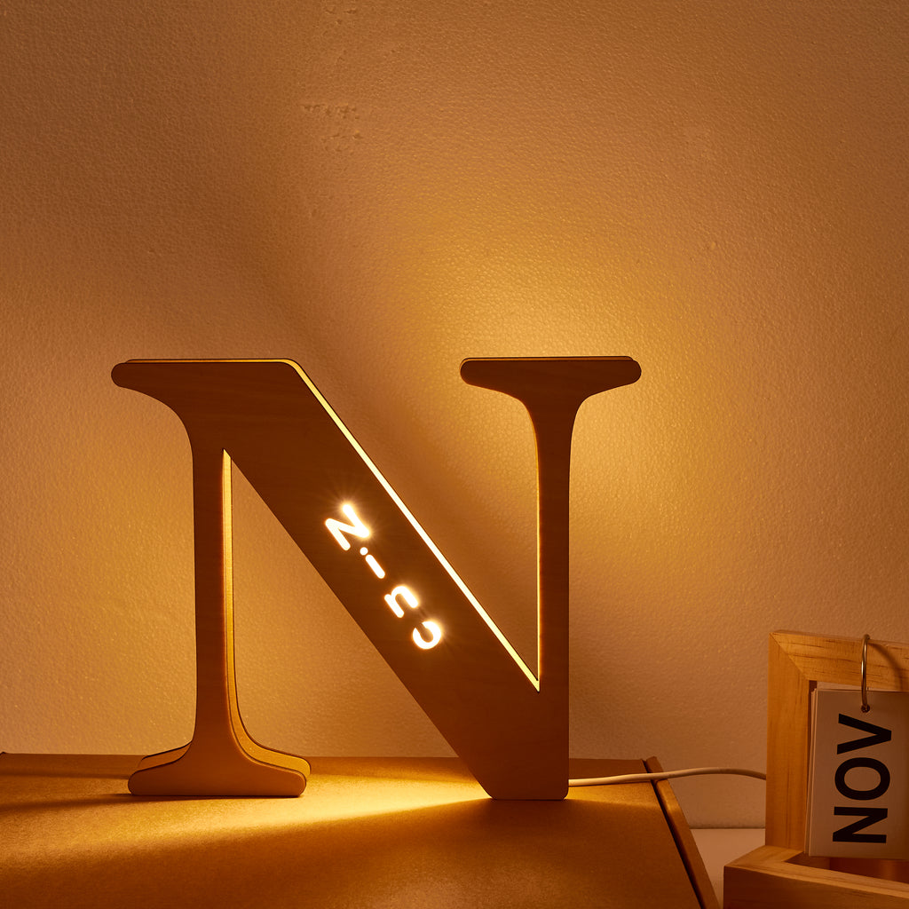 Wooden Alphabet Letter Night Lamp (19cm)