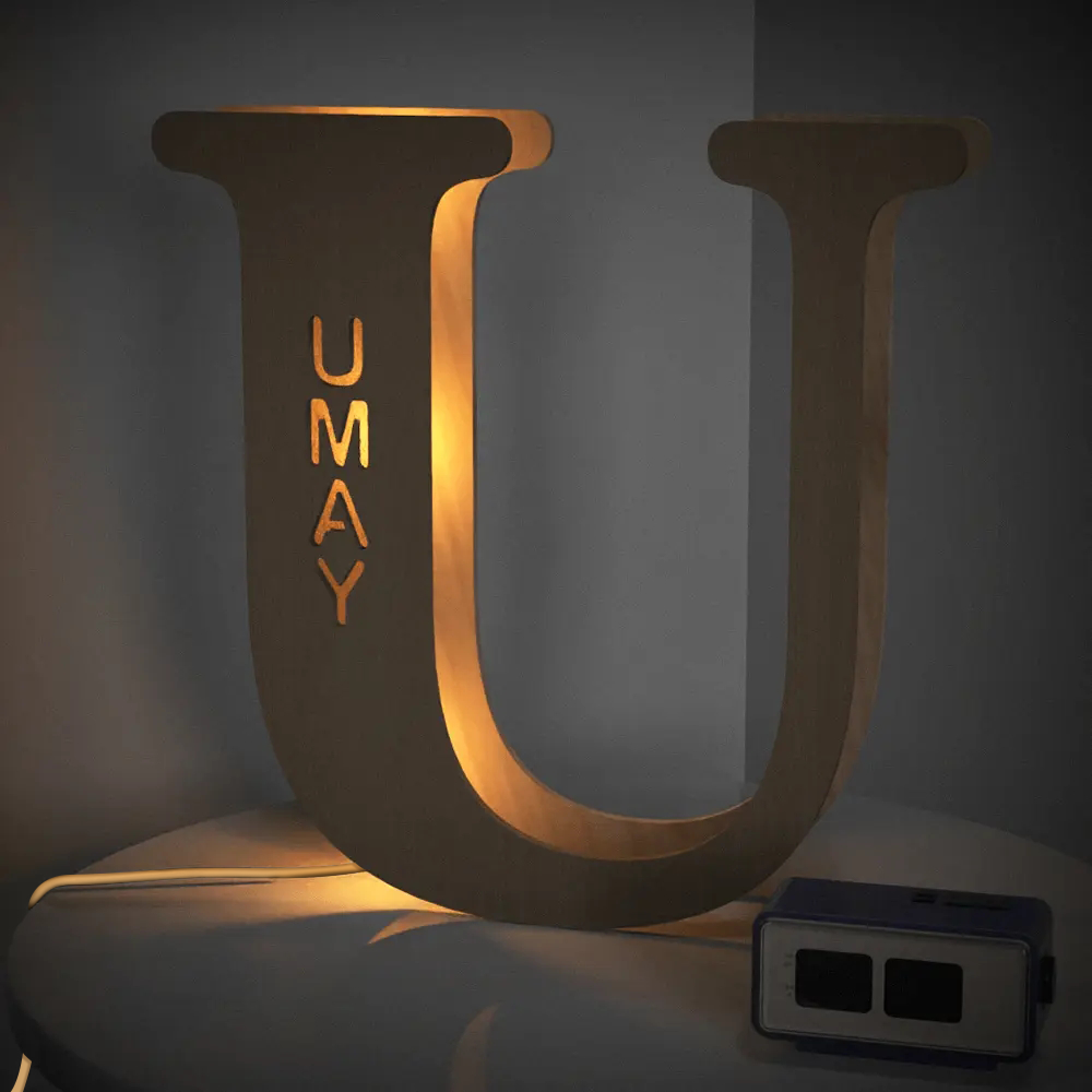 Wooden Alphabet Letter Night Lamp (19cm)