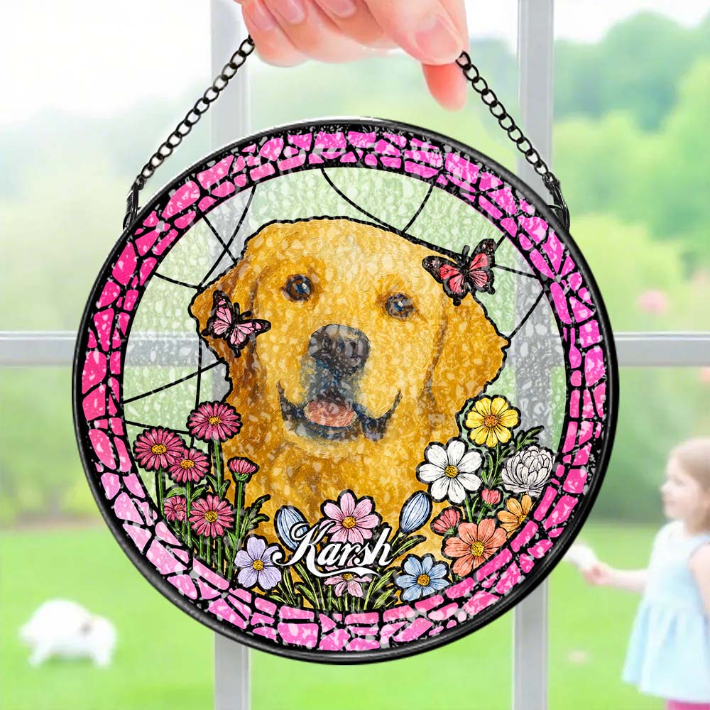 Custom Pet Portrait Stained Glass Suncatcher