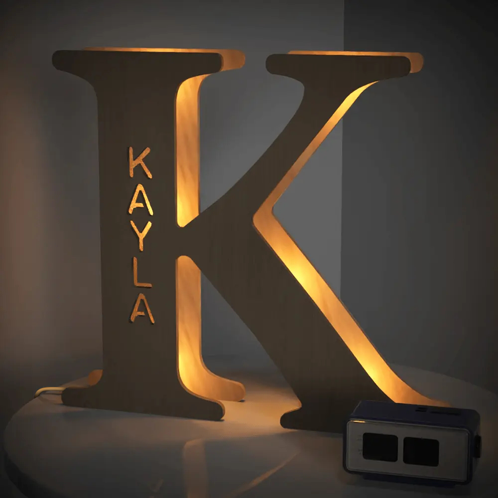 Wooden Alphabet Letter Night Lamp (19cm)